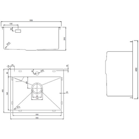 Ceramia Timeless Build-in kitchen sink in stainless steel 304, 1 bowl, 55x45x21 cm, Brushed gold PVD (TMLKST-5545BG)