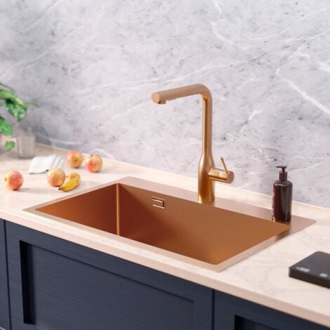Ceramia Timeless Build-in kitchen sink in stainless steel 304, 1 bowl, 68x45x21 cm, Brushed copper PVD (TMLKST-6845BCP)