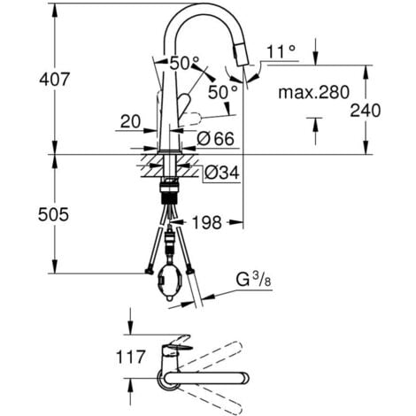 Grohe Veletto single lever sink tap, stainless steel (G30419DC0)