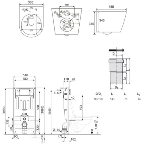Villeroy & Boch Toilet Pack Frame + Swiss Aqua Technologies Infinitio Rimless Toilet + White Flush Plate (VCNINFI2)