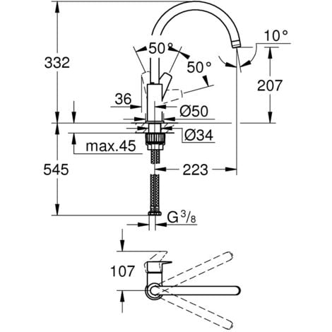 Grohe Gooseneck single lever sink mixer (MitigeurC5)