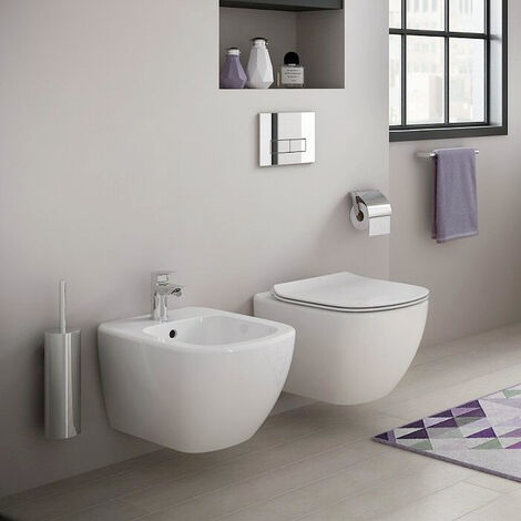 GROHE Rapid SL toilet set + Ideal Standard Tesi Aquablade rimless toilet + Matt chrome plate (Grohe-Tesi-5)