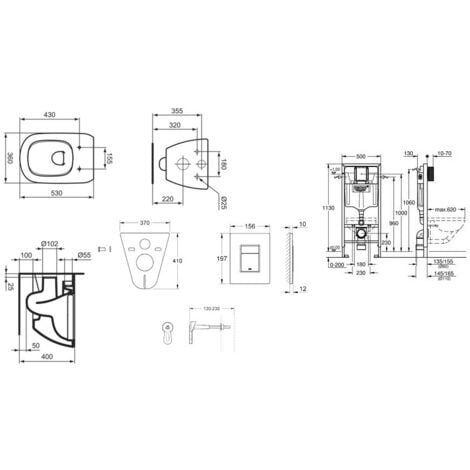 GROHE Rapid SL toilet set + Ideal Standard Tesi Aquablade rimless toilet + Matt chrome plate (Grohe-Tesi-5)