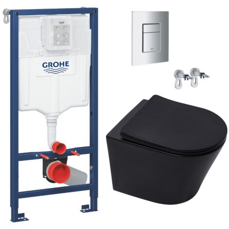 Grohe Toilet set Grohe frame + SAT Black Infinitio rimless + Soft close seat + Chrome plate (RSLBLINFI1)