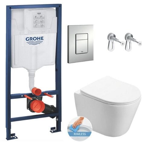 Grohe Toilet set Frame + Infinitiorimless WC + Softclose seat + Chrome flush plate (RaipdSL-Infinitio-5)