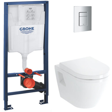 Grohe Toilet set Rapid SL Support frame + Integra wall-hung toilet + Duroplast seat + Chrome matt plate (RapidSL-IntegraClassic-5)