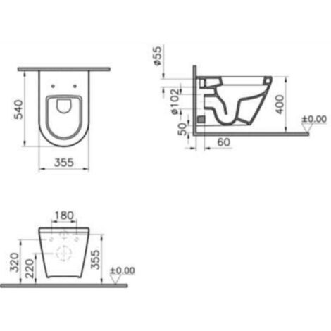 Grohe Toilet set Rapid SL Support frame + Integra wall-hung toilet + Duroplast seat + Chrome matt plate (RapidSL-IntegraClassic-5)