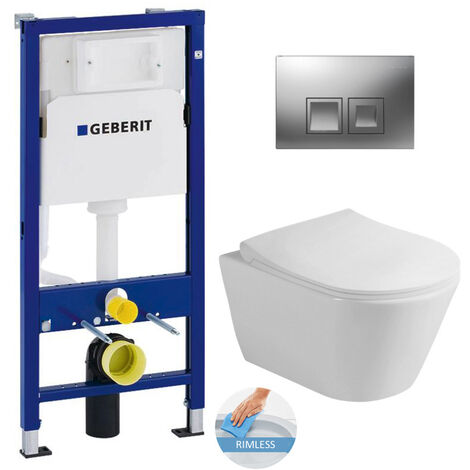 Geberit Toilet set Duofix UP100 Support frame + Lucco Avva rimless ...