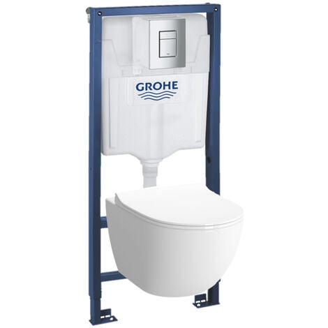 Grohe Toilet Set GROHE + VITRA SENTO RimEx Bowl with softclose seat + Grohe Chrome flush plate (GROHE-SENTOrimless)