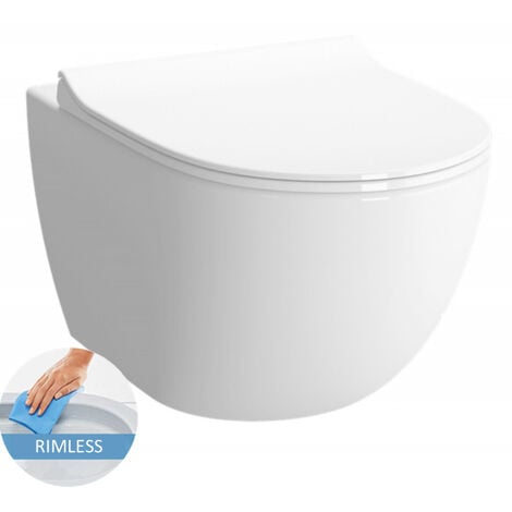 Grohe Toilet Set Rapid SL Support frame + Vitra Sento rimless toilet + Softclose seat + chrome plate (Grohe-Sentorimless-2)