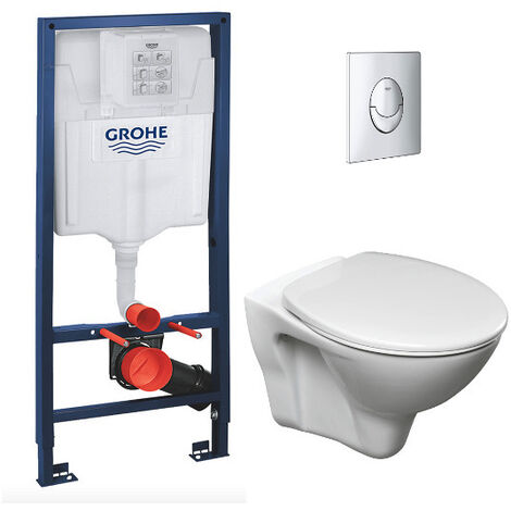 Grohe Toilet Set Rapid SL Support frame + Cersanit S-LinePro bowl + Seat + Chrome plate (RapidSL-S-LinePro-2)