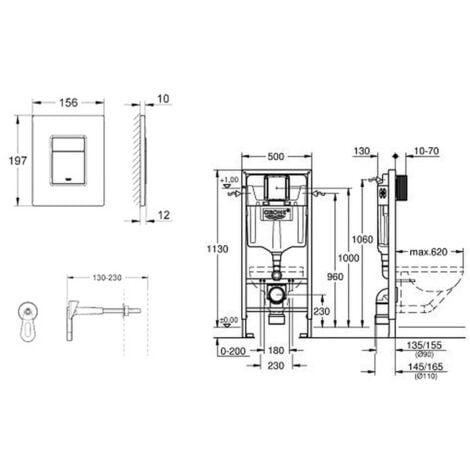 Grohe Toilet Set Rapid SL Support frame + Brevis rimless toilet + softclose seat + bidet spray + chrome plate (RSLBREVIS1SPR2)