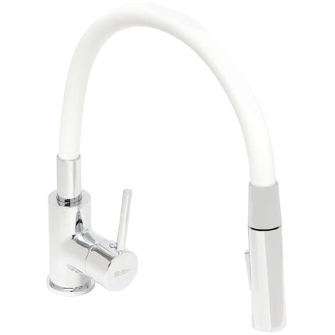 Siko Shape Memory Kitchen Mixer Tap, pull-out spray, Flexible White silicone spout (SIKOBSLPRO290B2F)