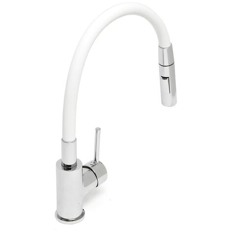 Siko Shape Memory Kitchen Mixer Tap, pull-out spray, Flexible White silicone spout (SIKOBSLPRO290B2F)