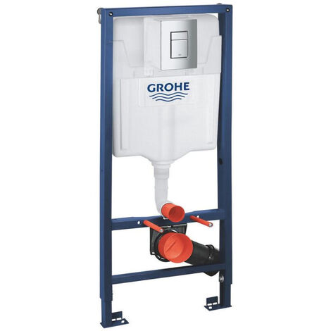 Grohe Pack Rapid SL 3-in-1 Wall-Hung Toilet Frame + Wall Brackets + Skate Cosmopolitan Chrome Flush Plate (38772001)