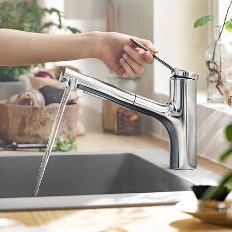 Hansgrohe Zesis M33 Single lever kitchen mixer 150, pull-out spray, 2jet, Chrome (74800000)