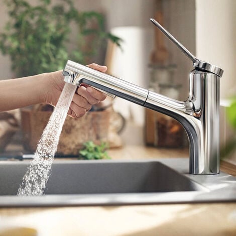 Hansgrohe Zesis M33 Single lever kitchen mixer 150, pull-out spray, 2jet, Chrome (74800000)