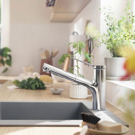 Hansgrohe Zesis M33 Single lever kitchen mixer 150, pull-out spray, 2jet, Chrome (74800000)