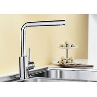 Blanco MILA sink mixer with right angle and 360° swivel arm, chrome