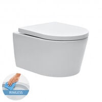 Geberit Toilet set Frame UP720 extra-flat + Rimless WC SAT with invisible fastenings + Seat + White plate (SLIM-SATrimless-C)