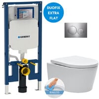 Geberit Toilet set Frame UP720 extra-flat + WC SAT rimless with invisible fastenings + Softclose seat + Plate (SLIM-SATrimless-F)