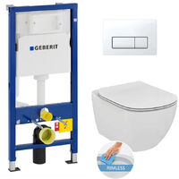 Geberit Toilet set Geberit duofix UP100 + Ideal Standard Tesi Aquablade toilet bowl + Delta51 white flush plate (SETUP100-AQUA8-UK)
