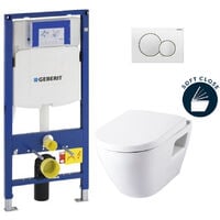 Geberit Toilet set support frame with SM10 bowl + Softclose seat + White control plate (GebSM10-B)