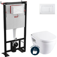 Alca Toilet set Self-supporting frame+Serel SM10 bowl+Soft close seat + White flush plate (AlcaSM10-M270)
