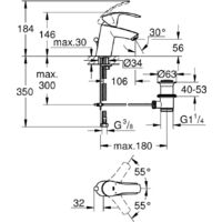 Grohe Eurosmart Single lever basin mixer 1/2" Size S, Chrome (33265002)