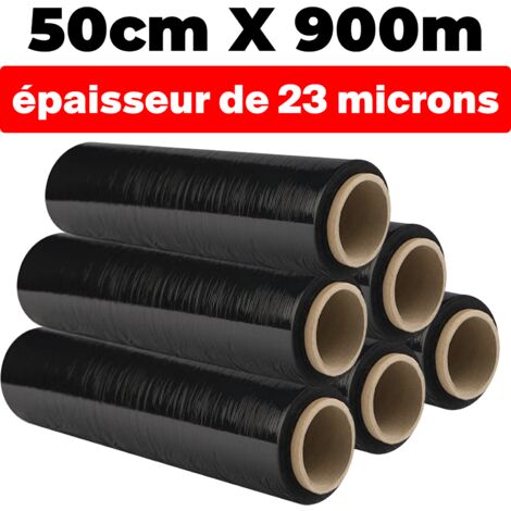 LOTTO DI 6 ROTOLI PELLICOLO OPACO NERO 50cmx900m e 23 micron di spessore µ