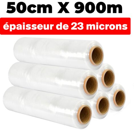 LOTTO DI 6 ROTOLI PELLICOLO TRASPARENTE 50cmx900m e spessore di 23 micron µ