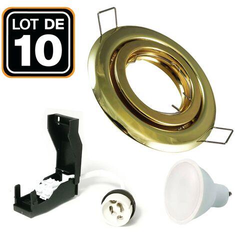 Lotto di 10. Illuminazione da incasso per interni 5W 6000K Luce fredda. GU10 LED Anello da incasso regolabile e inclinabile + lampadina LED + portalampada classe 2 (Clip-On)