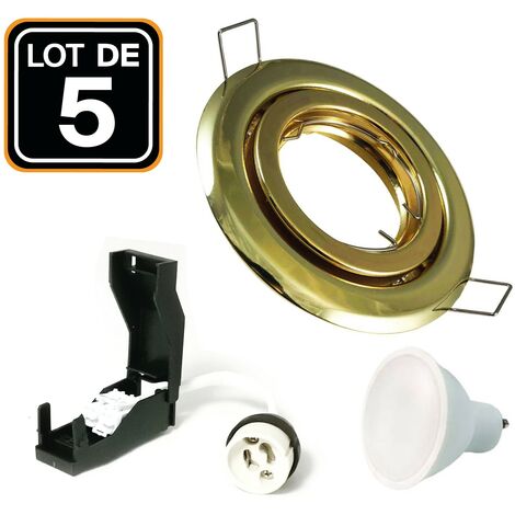 Lotto di 5. Illuminazione da incasso per interni 7W 3000K Luce calda. GU10 LED Anello da incasso regolabile e inclinabile + lampadina LED + portalampada classe 2 (Clip-On)