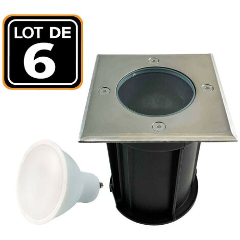 Lotto di 6. Apparecchio da incasso per esterni 5W 6000K Luce fredda. GU10 LED Faretto da incasso a pavimento + lampadina LED