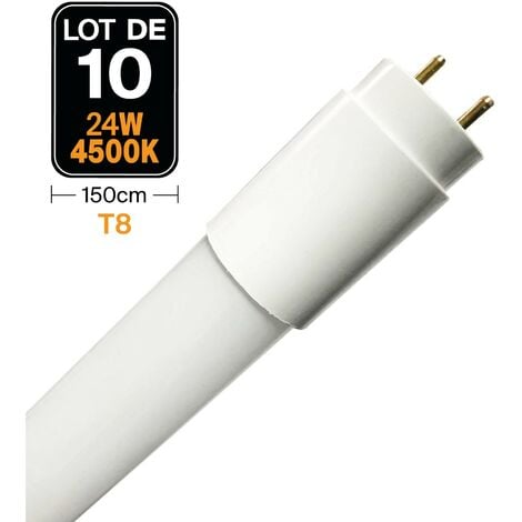 10 Tubi Neon LED 25W 150cm T8 Blanc Neutre 4500k T8 Gamme Pro