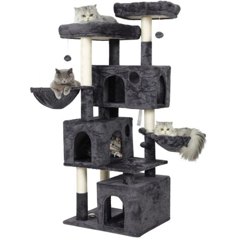 Mc Star 1cm Arbre A Chat Avec Griffoir Et Centre D Activites Stable Avec Nid Hamac Escaliers Plate Forme Jouet Sisal Poteaux A Griffer 1cm Gris Gris