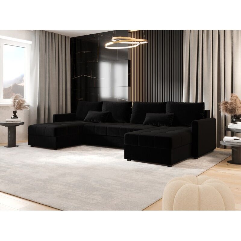Canapé D'angle Elma Marron En Velours Avec Fonction De Couchage