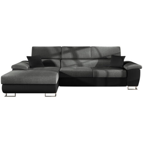 Canapé d'angle convertible ALVIN angle gauche gris et noir (1/5)