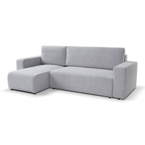 Canapé d'angle convertible PIANI L Gris en tissu anti tâche (1/2)