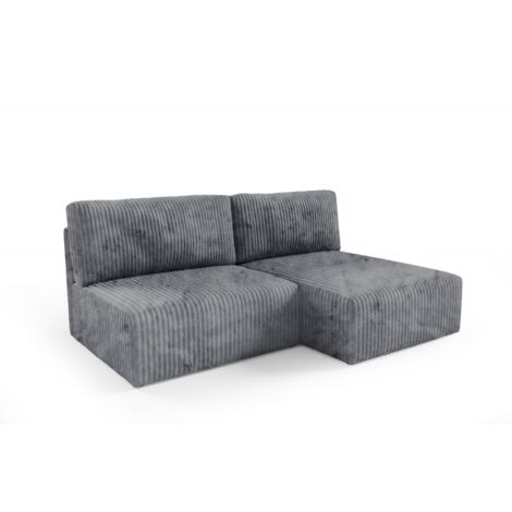 Canapé d'angle convertible BRIGIA en velours côtelé sans accoudoirs Gris (1/2)