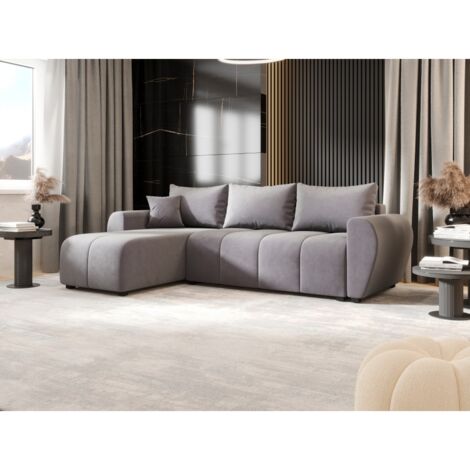 Tendencio – Canapé d’angle convertible 3 places – Largeur 246 cm – Couchage 200 x 140 cm – Rangement intégré – Design moderne (1/2)