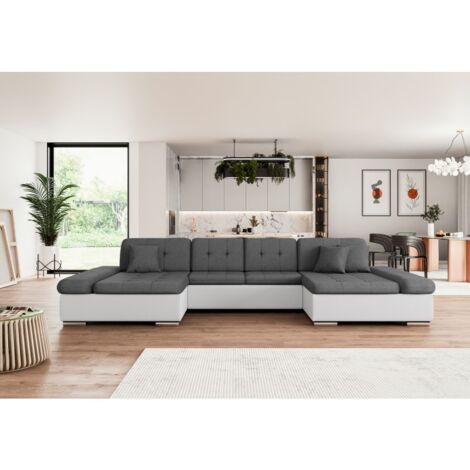 Canapé d'angle convertible ALON U gris/blanc (1/2)