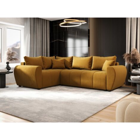 Tendencio – Canapé d’angle convertible 3 places – Dimensions 246x145x82 cm – Couchage 200x140 cm – Rangement intégré – Design moderne (1/2)