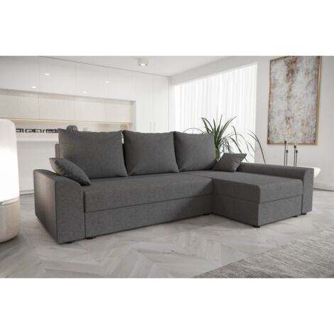 Canapé d'angle convertible DELIO gris foncé (1/2)
