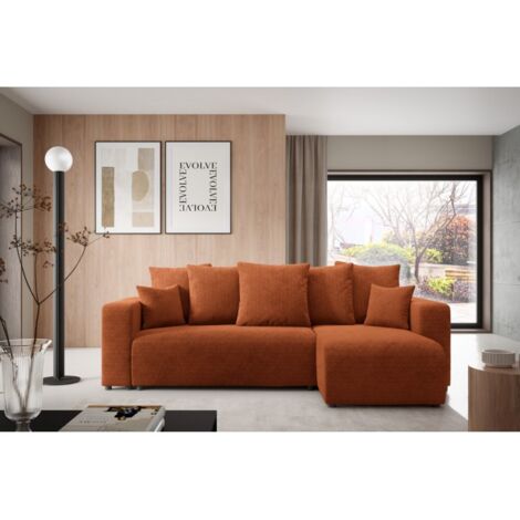 Canapé d'angle convertible LAVIA L Gris Terracotta (1/3)