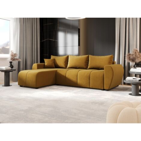 Tendencio – Canapé d’angle convertible 3 places – Largeur 246 cm – Couchage 200 x 140 cm – Rangement intégré – Design moderne (1/2)