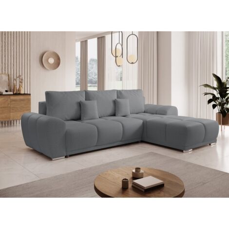 Canapé d'angle convertible BELUGIA L Gris Foncé en tissu anti tâche hydrophobe (1/2)