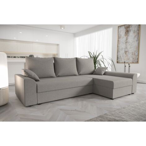 Canapé d'angle convertible DELIO gris clair (1/2)