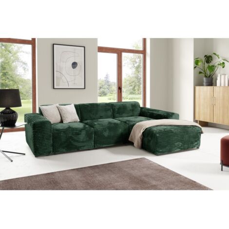 Tendencio – Canapé d'angle BRISIA en velours côtelé épais – Longueur 290 cm – Confort optimal avec mousse 30 kg/m³ – Design moderne et élégant (1/4)