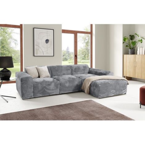 Tendencio – Canapé d'angle BRISIA 290 cm – Velours côtelé épais – Structure en bois de hêtre et pin – Confort mousse 30 kg/m³ (1/4)